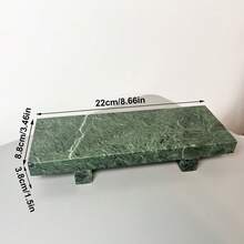 1pc Dual-Foot Design Natural Marble Tray, 5 Colors Available, Jewelry Storage, Bathroom/Entryway/Desktop Luxury Decor - Dark Green - View 3