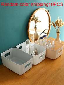 10/7/1pc Stackable Plastic Storage Box With Handle, Suitable For Office, Home, Wardrobe; 5pcs/2pcs Multi-Functional Storage Baskets, Durable Containers For Socks, Underwear, Stationery, Cosmetics; Space-Saving Drawer-Style Storage Box - Multicolor - View 12