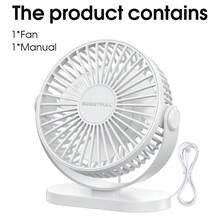 Kipas Angin Listrik Meja Sweetfull, 3 Kecepatan Dapat Diatur/Ditenagai Kabel USB/Dengan Pengait/Dasar Motif Kayu/Kipas Musim Semi & Musim Panas, Cocok Untuk Ruang Belajar, Kamar Tidur, Ruang Tamu, Kantor, Belajar & Beristirahat - versi bertenaga USB - View 14