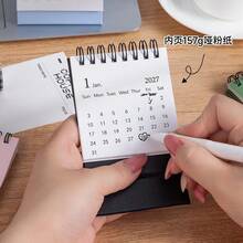 1pc Cute Pastel Color 2027 Mini Desktop Calendar Lettering Flip Stand Calendar Jan 2027-Jun 2028 Pocket Monthly Daily Schedule Planner School Office Desk Accessories - Single Piece - View 9