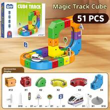 123pcs/67pcs/51pcs Magic Track Train Set, 3D Deformable Gravity Racing Track, DIY Educational Toy With Blocks & Traffic Lights.3+ Kids STEM Toy For Indoor & Outdoor Play, Ideal Gift For Birthday, Independence Day, Summer Party & Back To School. - 67pcs 3D Track Car Set - View 10