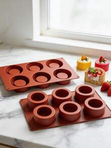 6-Cavity 3D Textured Ice Cube Mold, Reusable, Heat-Resistant, Dishwasher, Microwave And Freezer , With Embossed Groove Design, Suitable For Pudding, Cake, Soap, Candle And Bread, Multi-Functional Non-Stick Baking And DIY Mold, Perfect For Creative Dessert Making With Easy Release - Red - View 4