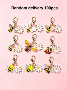 New Alloy Oil-Drip Bee Pendant Cute Animal Charm Bag Keychain Hanging Decoration Accessory - Yellow - View 8