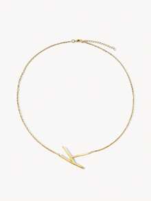 Opalesca 1pc Letter Pendant Necklace, Stainless Steel Jewelry - Yellow Gold - View 17