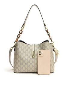 Sac à main/sac bandoulière de grande capacité de style européen classique de luxe pour femmes d'âge moyen et âgées, automne/hiver (sac cadeau inclus) - Gris - Voir 8