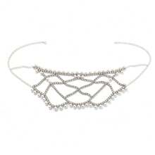 Fashionable 2026 Multi-Layer Pearl Mesh Mask, Exaggerated Rhinestone Mask For Music Festivals And Night Parties - Silver - View 1
