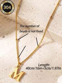 3pcs/Set 18K Gold Plated Women's Fashion Delicate Versatile Round Bead & Minimalist Chain Necklace, 26 Letters, Suitable For Anniversary, Christmas, Holiday Gift - Necklace - View 4