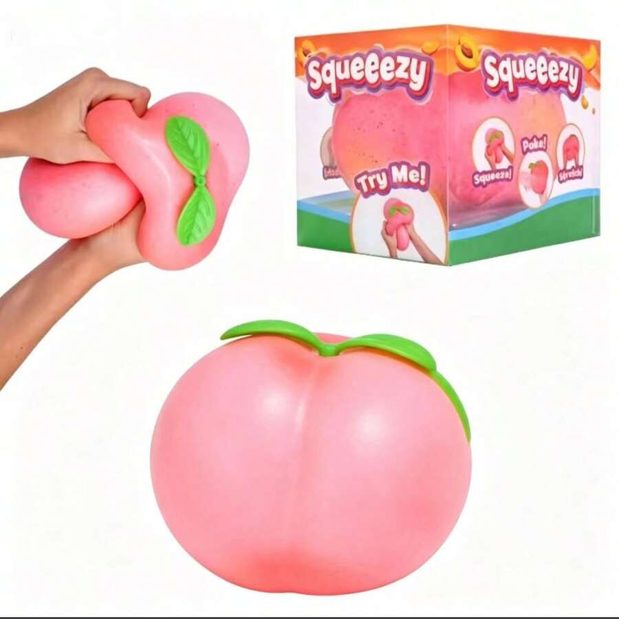 Mainan Pereda Stres Kreatif Berbentuk Buah Persik, Bola Squishy Persik Realistis, Mainan Pereda Stres dengan Pantulan Lambat - MultiWarna - View 1