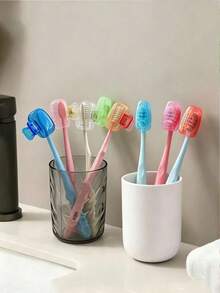 Protector de cabezal de cepillo de dientes transparente y suave de estilo aleatorio, accesorio de baño, estuche protector de cepillo de dientes para viajes, ideal para el baño y los viajes - transparente - Ver 4