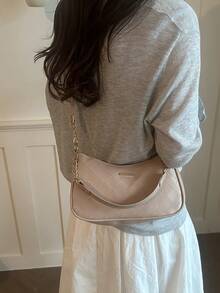 New Fashion Versatile Textured Chain Shoulder Bag Underarm Women's Handbag - Khaki - View 2