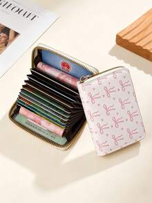Compact Portable Multi-Function Card Holder, Women's Bowknot Card Organizer, Sweet Cartoon Mini Coin Purse, Multi-Slot ID Card Accordion Wallet - Multicolor - View 2
