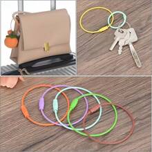 28/48pcs Random Color Stainless Steel Wire Key Rings, Steel Cable Loop Screw Lock Rope Key Fobs, Key Chain Rings, Outdoor Tools - Multicolor - View 6