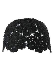 1 Pc Floral Crochet Hollow Out Boho Cotton Knit Headscarf Hat Summer Beach Breathable Thin Skull Cap Y2K Hippie Hair Accessory - Stylish Cutout Head Covering - View 1
