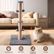 74 CM Cat Tree Scratching Post Bed Activity Centre Toys Sisal Play Scratcher - 1 Toy Ball Cream - View 5
