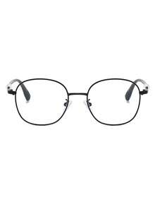 1 Pair Women's Black Round Metal Frame Pearl Decor Elegant Non-Prescription Glasses - Black - View 4