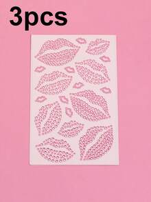 Realistic Red Lip Rhinestone Body Face Gems For Women Jewelry Stickers Shiny Valentine's Day Temporary Face Body Decoration Synthetic Gemstone Lip Design For Parties Photos Party Accessories Event Makeup Cheer Cheerleading Stuff - Multicolor - View 15
