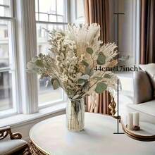 105 décorations en herbe de la pampa, herbe de la pampa séchée naturellement, eucalyptus vert, guirlandes décoratives de fleurs séchées en forme de queue de lapin. Bouquet d'herbe de la pampa pour mariage, style bohème, décoration de table, fête. - 40-110cm - Voir 5