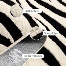 Karpet Area 5x7 Kaki, Karpet Abstrak yang Dapat Dicuci, Karpet Hitam Putih Modern untuk Kamar Tidur, Ruang Tamu, Ruang Makan, Kantor, Ruang Bermain, Dekorasi Rumah, Karpet Zebra Tipis Anti Selip dan Tidak Mudah Rontok - Putih - View 6