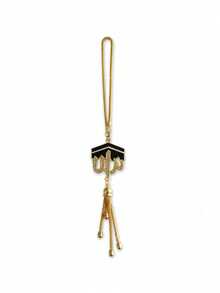 Geometric Diamond Tassel Car Rearview Mirror Hanging Ornament - Alloy Car Interior Pendant, Middle Eastern Style Vehicle Accessory & Luxury Car Decor Gift - A - View 11