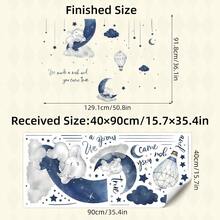Ins Style Crescent Moon & Galaxy Sleeping Elephant Self-Adhesive Wall Sticker, Children's Room Decor PVC - 40*90cm - View 6