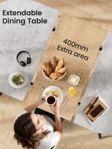 Extendable Dining Table And Chairs Set Of 4, Oval Mable Effect Table With Upholstered Chairs For Dining Room - Gray Table + 4 Gray Linen Chairs - View 6