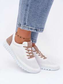 Artiker 58C3083 Women's Sporty Low-Top Shoes Made Of Natural Leather Comfortable And Breathable Casual Everyday Footwear White Brown - White - View 2