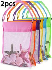 1/3pcs Bright Color Mesh Beach Tote Bag - Lightweight, Adjustable Shoulder Strap, Foldable Design,Back To School - Multicolor - View 13
