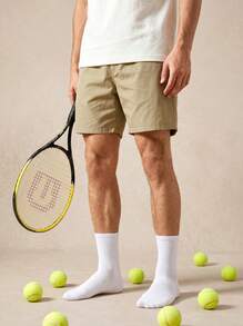 Courvante 6 Pairs Men's White Solid Color Mid-Calf Socks, Versatile And Breathable, With Ribbed, For Golf Tennis Sport & Boyfriend - White - View 1