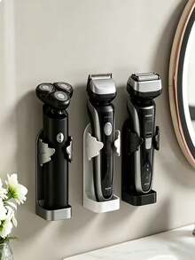 2pcs (Black/White) No-Drill Wall-Mounted Razor Hooks, Electric Razor Wall-Mounted Toothbrush Holder, Space-Saving Storage Rack, Durable Plastic Material, Sturdy Structure, Can Hang Razors, Toothbrushes And Various Accessories, 2 Styles, Multiple Colors Available - A - View 3