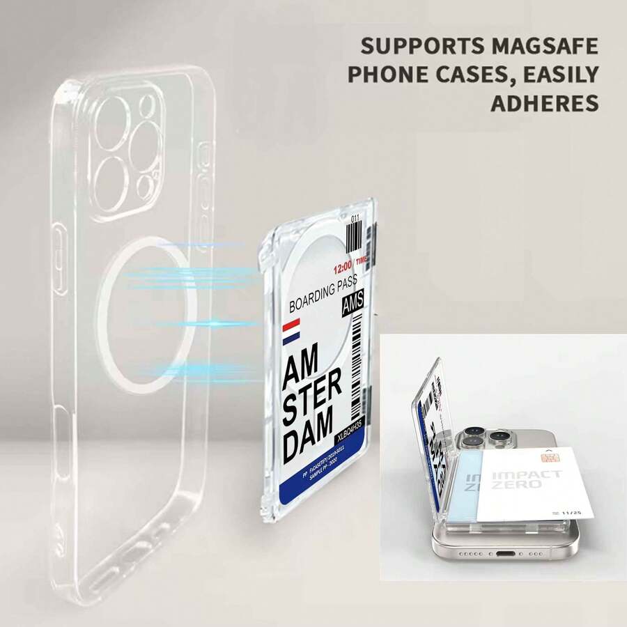 適用於 iPhone 17/16/15/14/13/12 Pro Max MagSafe 磁吸卡夾錢包 MagSafe 相容手機殼，附支架功能 - 彩色 - 查看 1