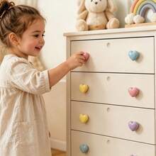 6pcs/4pcs Cartoon Cute Baby Room Ceramic Cabinet Drawer Knobs Decorative Single Hole With Screws Knobs Nursery Furniture Handles For Dress - Multicolor - View 3