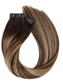 Ombre Honey Blonde Butterfly Weft Hair Extension Pattern Human Hair Seamless PU Hair Extensions Silk Straight #4/27/4 Balayage Color Highlight Blonde Invisible Genius Weft Micro-Loop Extensions - S4/27/4 - View 7