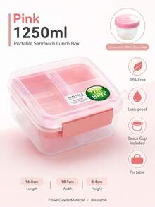 1PC 1250ml Or 1650ml Optional, Dopamine Color Lunch Box, Large Capacity Bento Box, Made Of Material, To Use, Suitable For Students, Office Commuting, Outdoor Picnic, Travel And More. - Multicolor - View 3