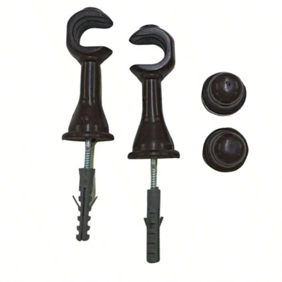 Kit With 6 Simple Curtain Rod Supports Pair With 19mm End - IMBUIA - View 1