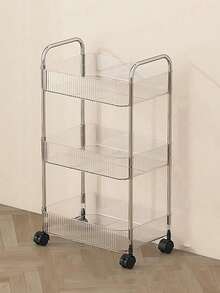 1PC Clear Rolling Storage Cart With Wheels, Portable Transparent Utility Trolley, Space Saving Mobile Multi-Tier Organizer For Bathroom Kitchen Home Storage,Space-Saving Household Organizer For Bedroom Bathroom Office Dorm - Multicolor - View 8