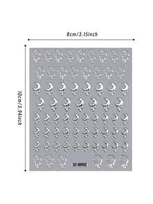 12pcs 5D Gothic Metallic Silver Nail Stickers, Y2K Snake Moon Star Embossed Decals For Acrylic Nails DIY Punk Manicure Decoration Sticker - Multicolor - View 12
