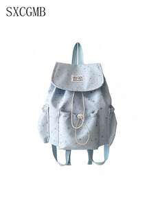 Mochila con cordón, mochila con estampado de estrellas, mochila multifuncional, mochila para estudiantes, mochila casual, mochila ligera, mochila de uso diario, bolso de mano, bolso de hombro, mochila de moda - Multicolor - Ver 15