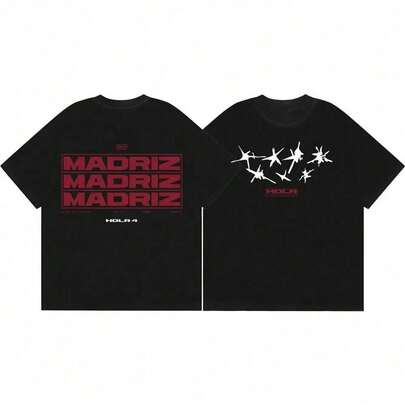 Camisetas Gráficas de Doble Cara Natos Y Waor para Hombres y Mujeres, Camisetas de Manga Corta Vintage Hip-Hop, Moda de Verano Casual de Algodón
