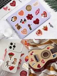 60pcs Retro Romance Stickers-Coquette Aesthetic-Perfect For Scrapbooks, Planners, Suitcases, Bullet Journals, Water Bottles, Phone Cases, Parties, And Gifts-Romantic Journaling Stickers School Supplies - 60pcs/pack - View 2