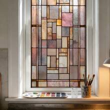 1/3pcs Geometric Painted Glass Static Window Stickers, Color Block Mosaic Frosted Privacy Film, Kitchen Bathroom Home Window Decor Gift - Frosted Stickers - View 7