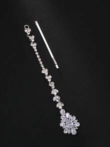 outingfit 1pc Vintage Bridal Forehead Chain Pearl Hair Chain Wedding Jewelry - Silver - View 7