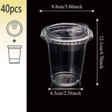 16oz/14oz Set Reusable & Washable Transparent Cups With Lids, Thick Direct Drinking Lid Iced Drink Cup, Coffee Cup, Smoothie Cup, Suitable For Cold Drinks, Juice And Milkshake - Halloween/Christmas/Birthday Party Essentials - Transparent - View 17