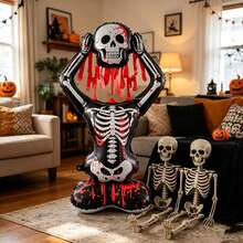 1pc Halloween Standing Skeleton Foil Balloon, Horror Theme Party Scene Decoration Foil Balloon Supplies - Multicolor - View 3