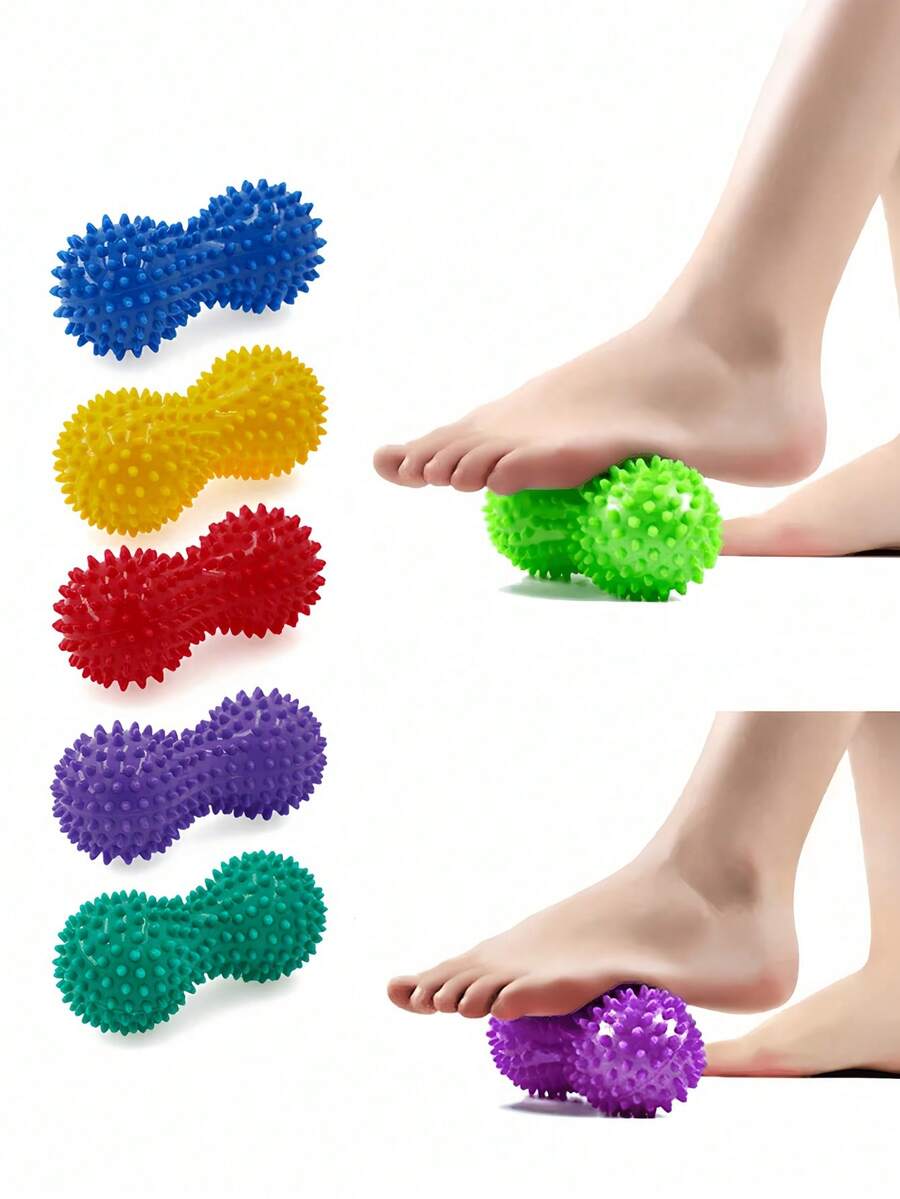 Foot Massage Roller Peanut Double-Ended Massage Ball Muscle Relaxation Ball Relieve Back And Arch Pain Massage Spike Ball For Shoulders Neck And Back For Gym Home And Travel Massage Tool Fitness Equipment Yoga Accessories