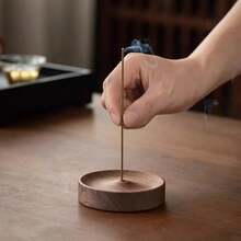 1件實木香爐，圓形香座，創意線條設計居家香氛冥想香架，客廳臥室書房裝飾，萬聖節恐怖風秋冬節日生日禮物 - 彩色 - 查看 9