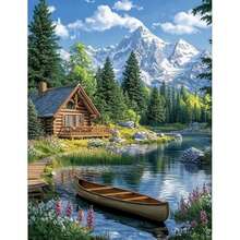 1pc 5D Diamond Painting Kit, Landscape Pattern, Diamond Mosaic Gift. Exquisite And Stress-Relieving Adult And Beginner Handmade Diamond Sticker Art. Includes Round Full Drill Number Art Kit DIY. Ideal Choice As New Year Gift, Perfect For Home Decor And Room Wall Decoration. Frame Not Included - No Frame - View 1