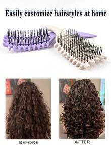 1/2/3pcs Portable Curling Brush, Nylon Bristles, Suitable For All Hair Types, Easy To Detangle And Add Volume - Multicolor - View 7