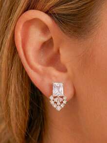 Summer 6pcs Set: 14K Gold Plated, Vintage Elegant, 5A+ Grade Zirconia Inlaid Copper Clover And Heart Design Women's Earrings. - Multi-color 6-piece Set - View 14