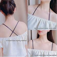 1/3pairs Adjustable Thin Bra Shoulder Straps Replacement, 0.5cm Spaghetti Elastic Bra Strap, Multi-Way Halter / Cross Back / Regular Wear, Non-Slip Bra Strap Extender For Tube Top Camisole, 3 Colors Black/Nude/White - Multicolor - View 8