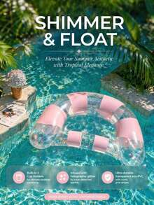 2pcs Inflatable Pool Floating Ball Chair Set For Adults, With Drink And Phone Holder, Durable Louver-Style Floating Lounge Chair, Inflatable Floating Hammock Water Float, Beach Sunbathing Float - Multicolor - View 2
